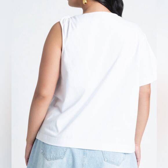 Eloquii Twist Shoulder Tee White Size 22/24 - Picture 2 of 8